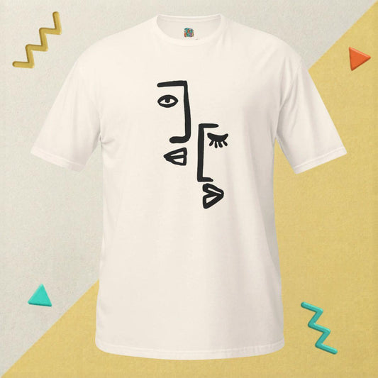 Line Art Faces T-Shirt – Natural